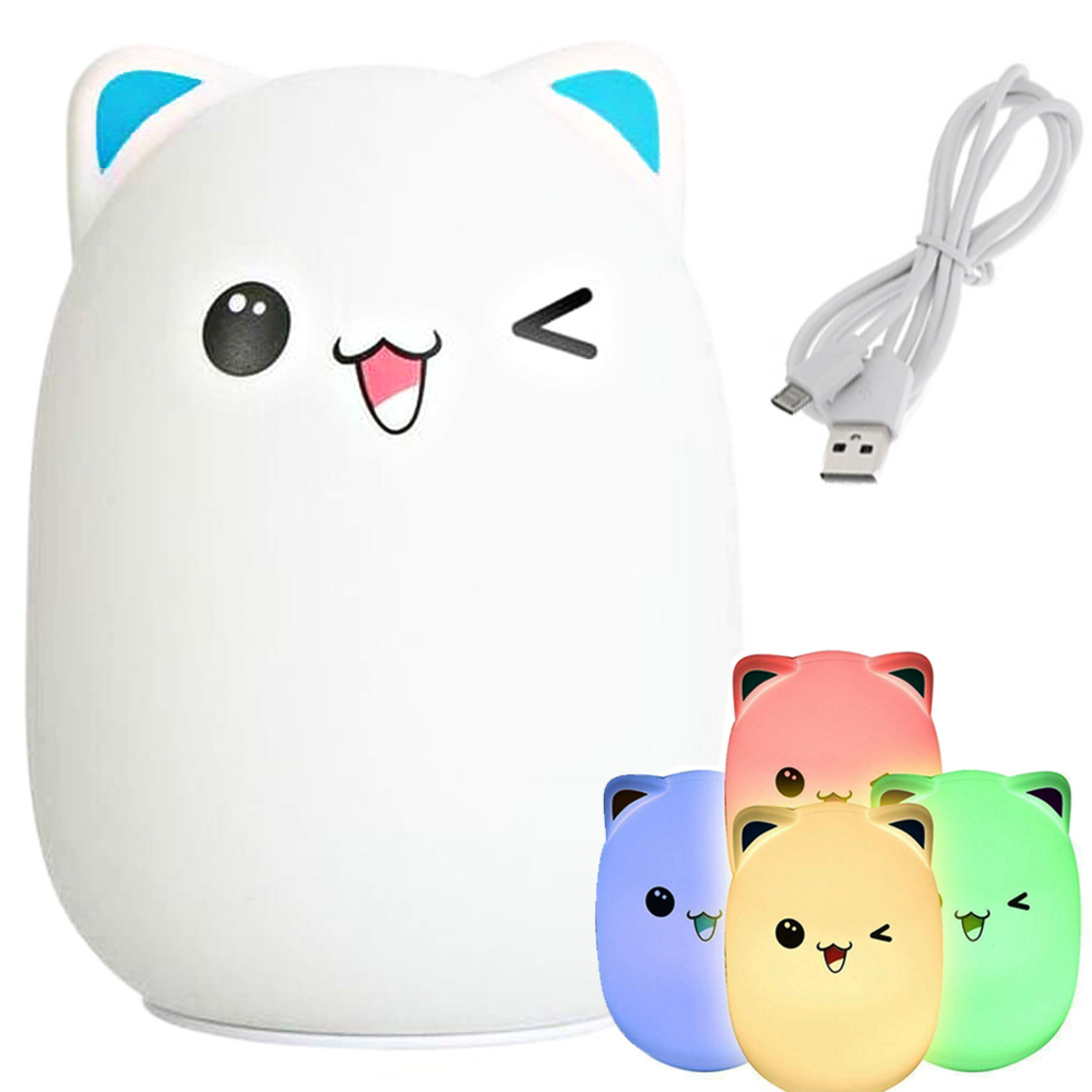 Детска нощна лампа led cat kitty rgb touch