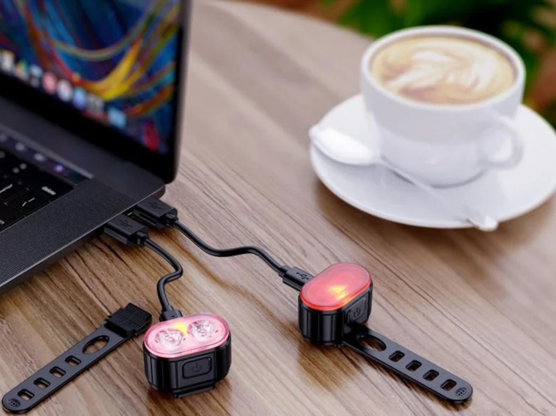 Велосипедна светлина предна задна led за кормило на велосипед силна usb ярка