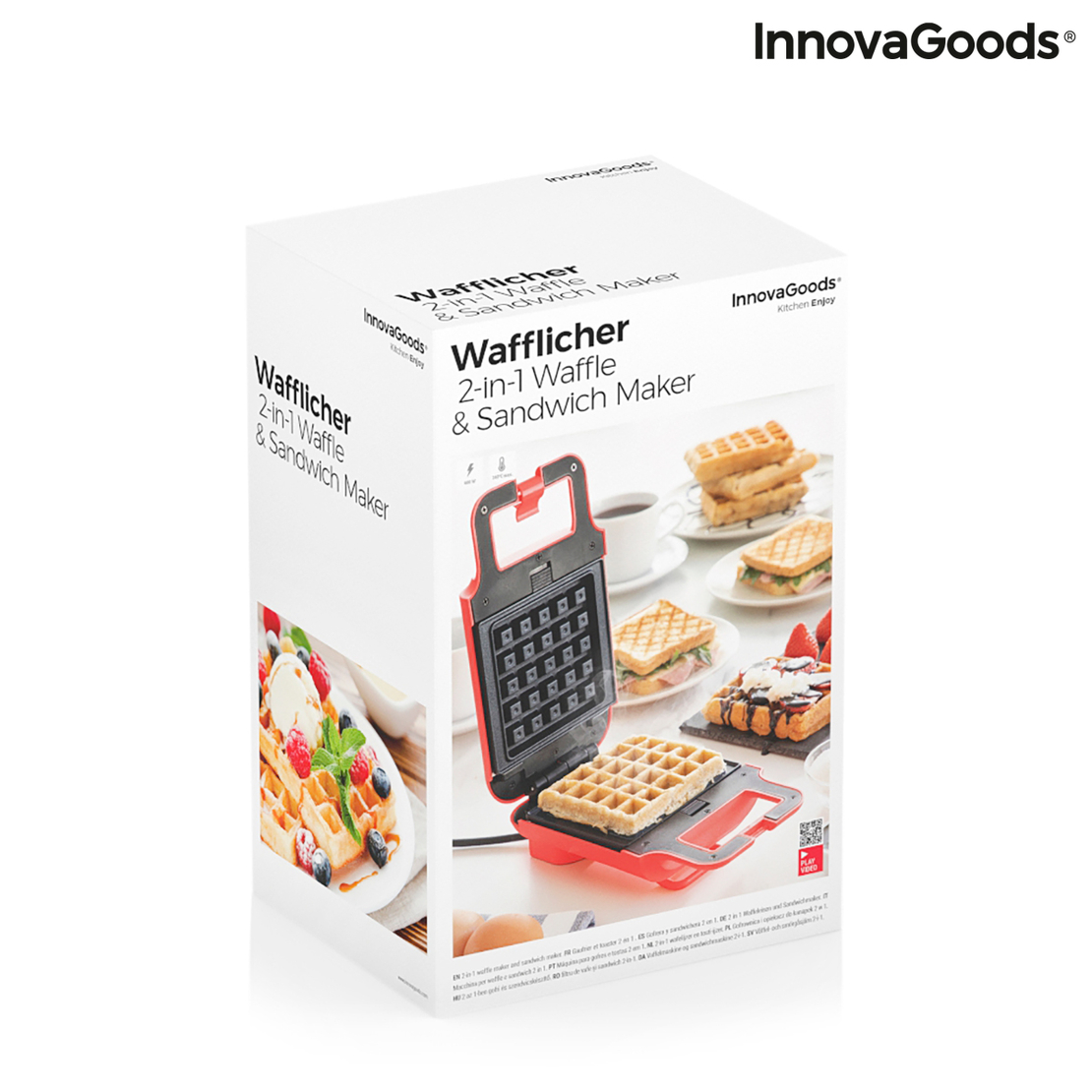 Машина за Вафли и Сандвичи 2 в 1 с Рецепти Wafflicher InnovaGoods