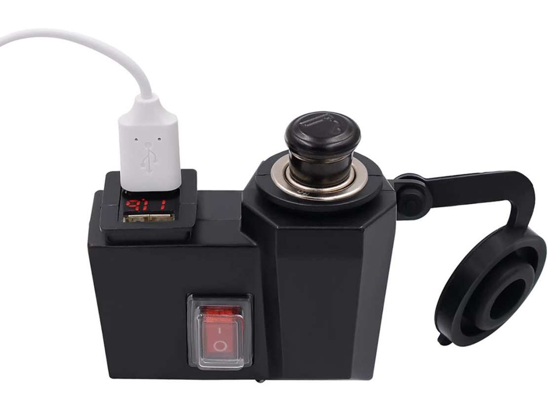 Букса за запалка мотоциклет 2x usb волтметър