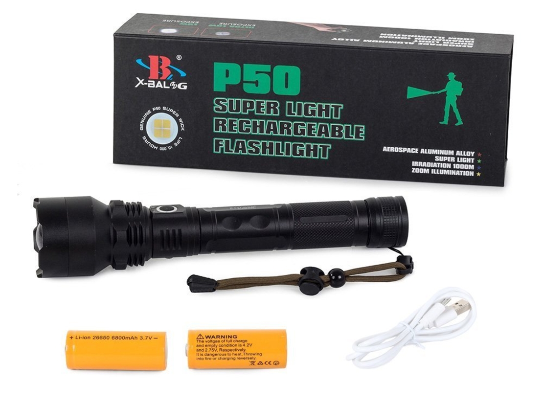 Bailong Tactical Strong LED XHP50 USB Zoom фенер