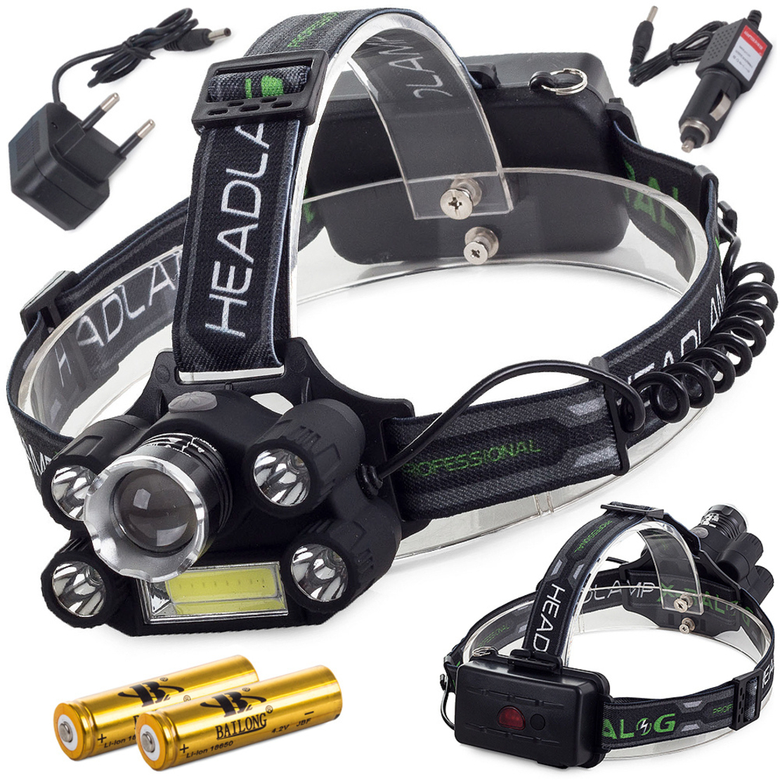 Челник Bailong 5x led + cob cree xm-l t6