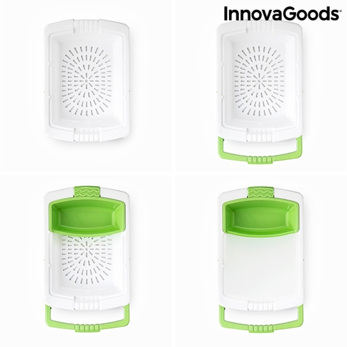 Разтегателна Дъска за Рязане с Тава, Контейнер и Сушилник 3 в 1 PractiCut InnovaGoods