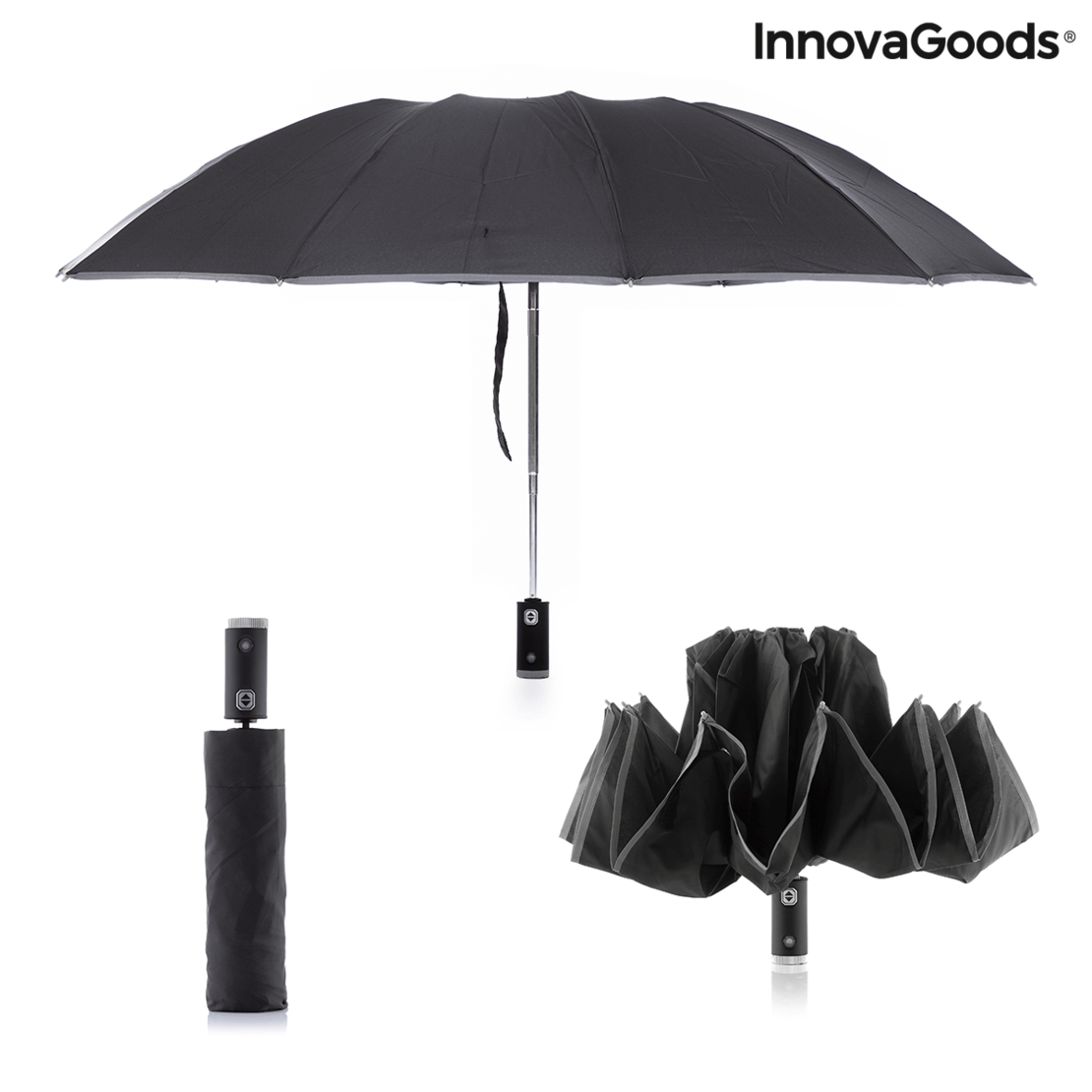 Сгъваем Чадър с Обратно Затваряне с LED Folbrella InnovaGoods