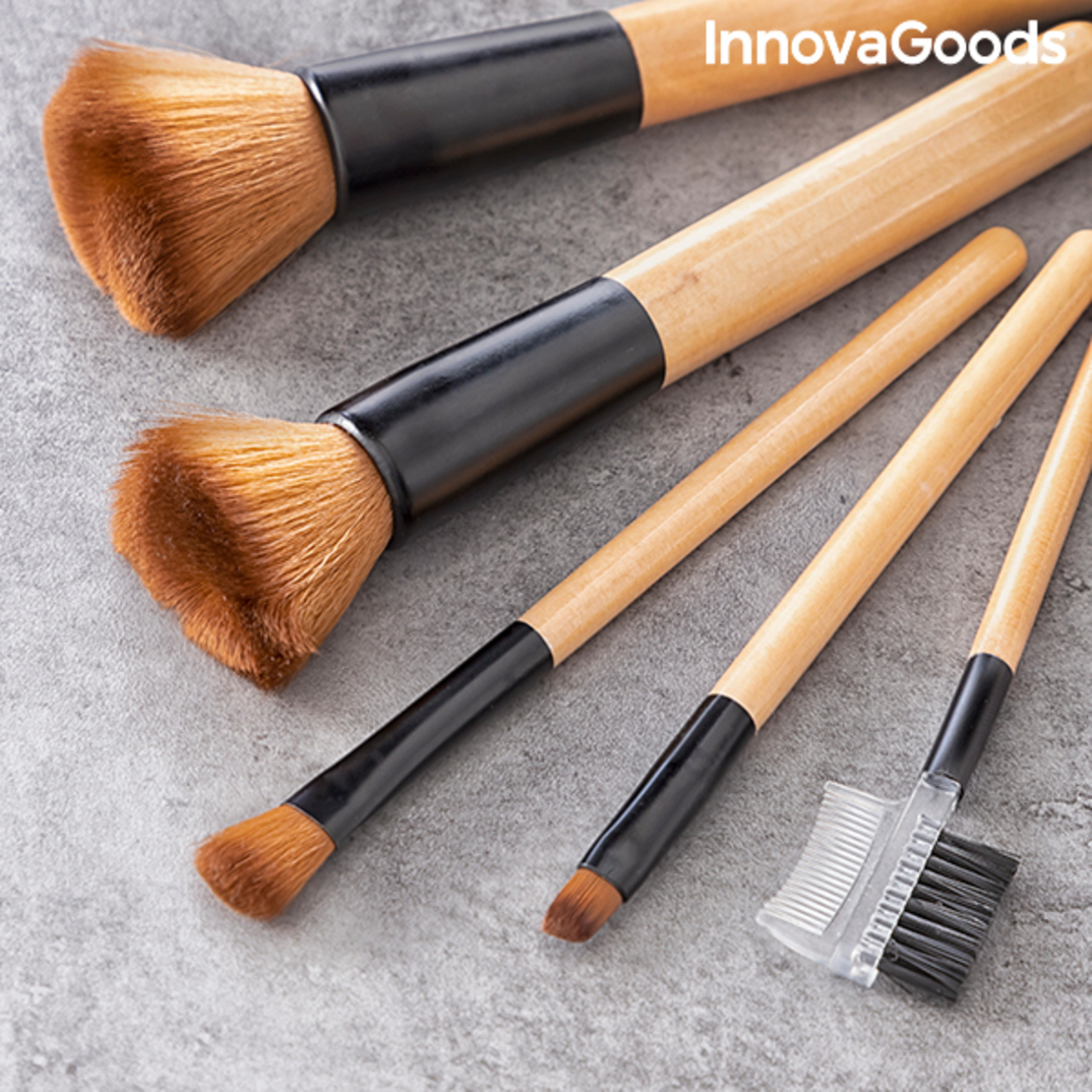 Комплект Четки от Дърво за Грим с Калъф за Носене Miset InnovaGoods 5 Части
