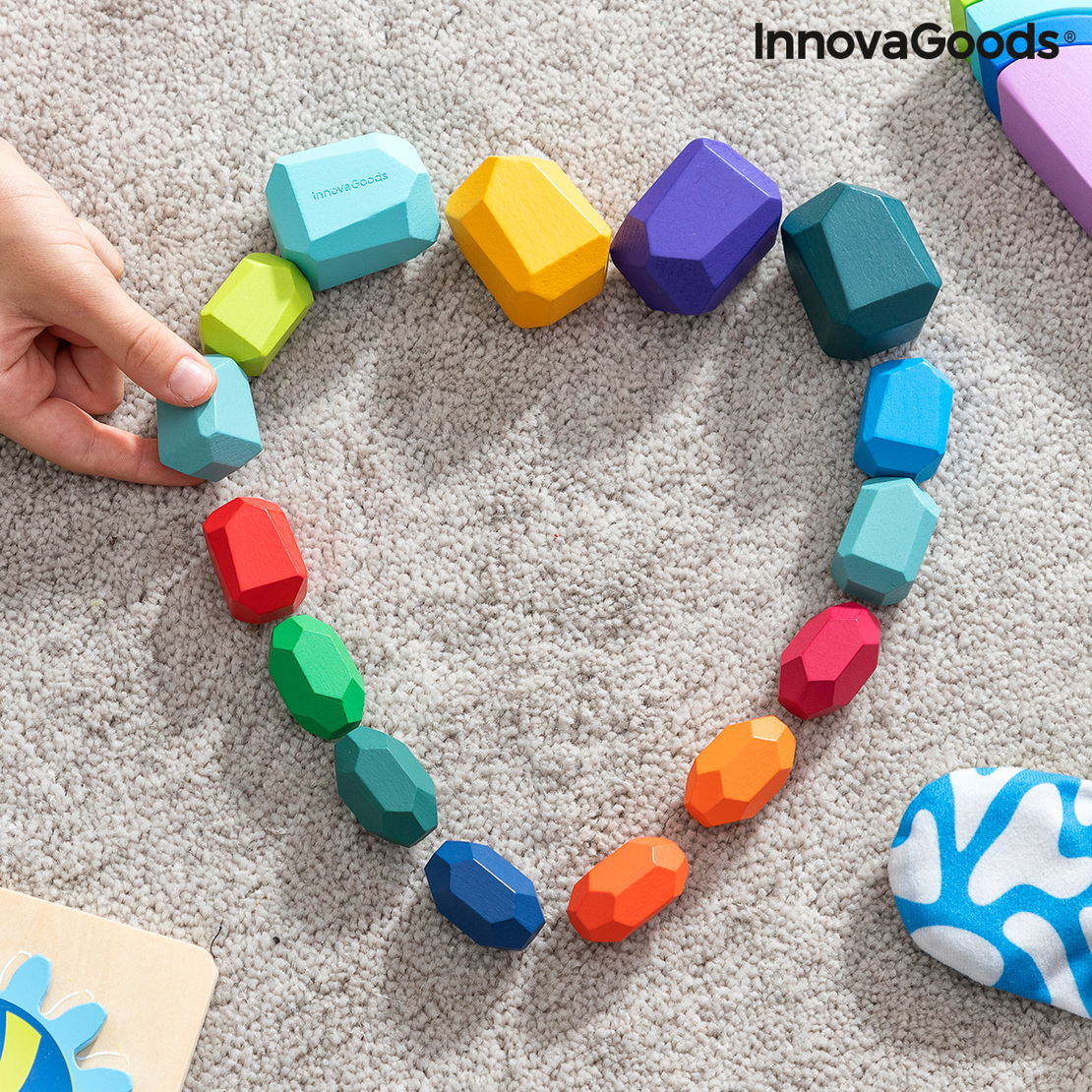 Подреждащи се Дървени Балансиращи Камъни Wotonys InnovaGoods 16 Части