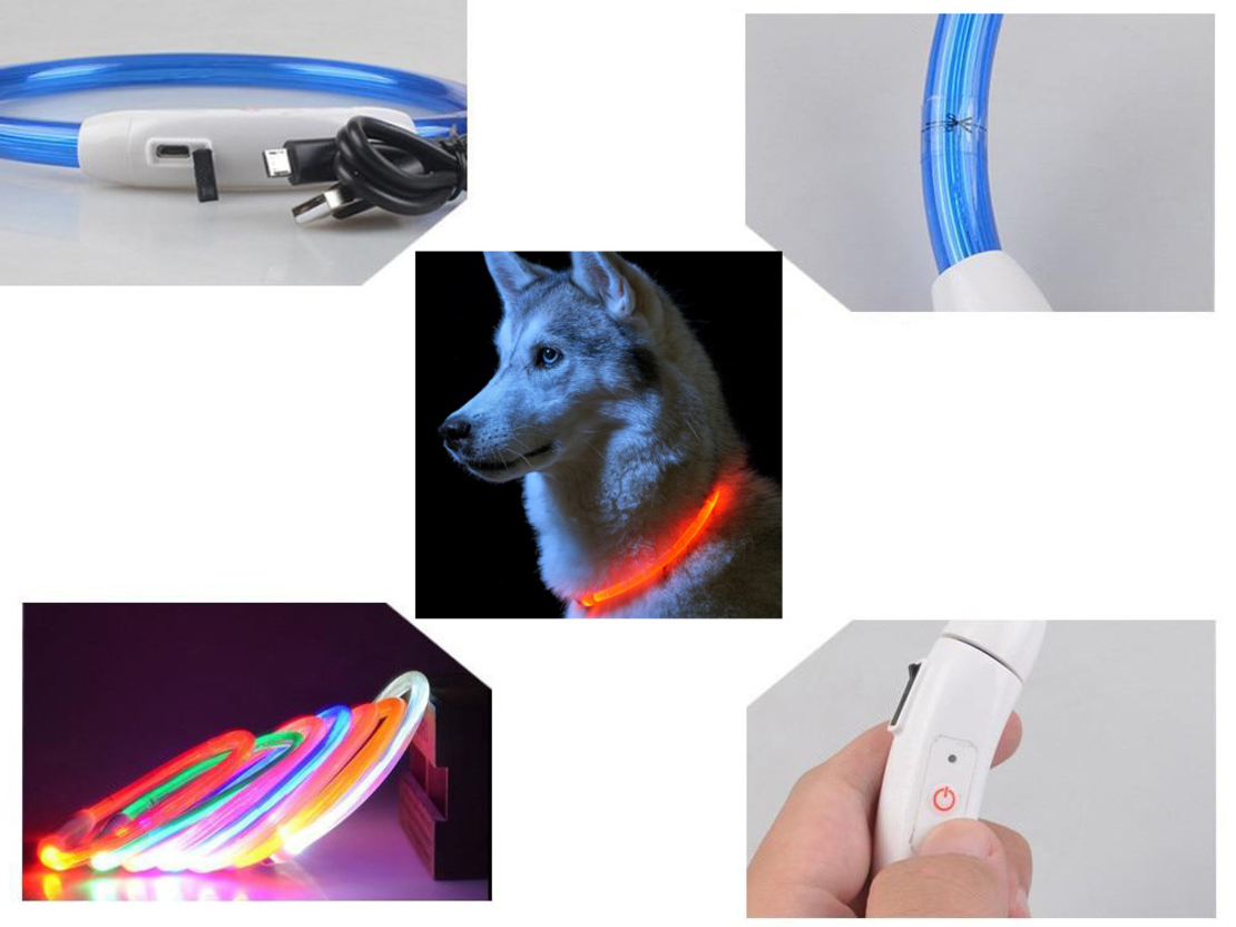LED светещ нашийник за кучета и котки, USB регулиране