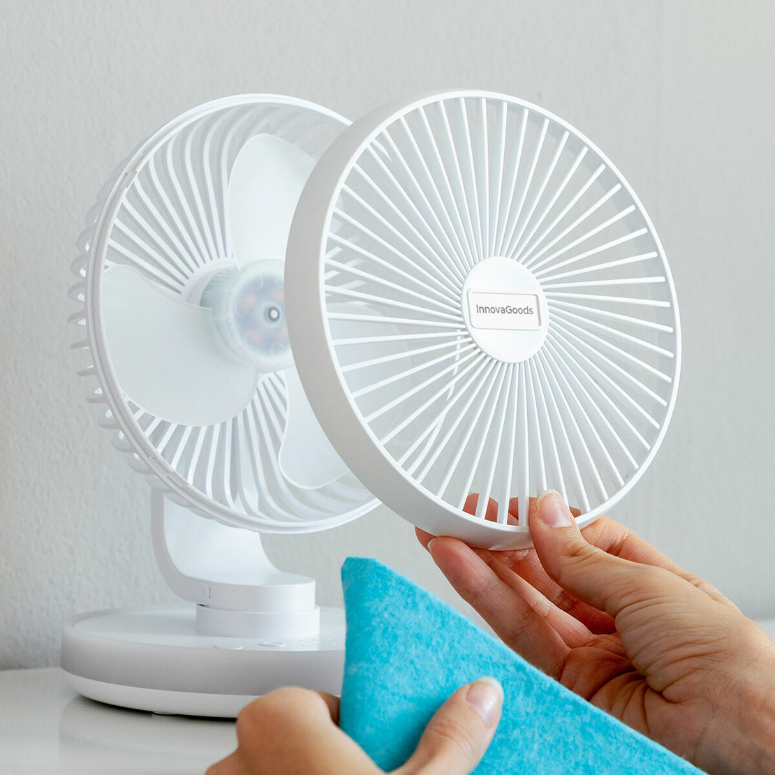 Акумулаторен Вентилатор за Бюро с LED FanLed InnovaGoods Ø6,6'' 4000 mAh