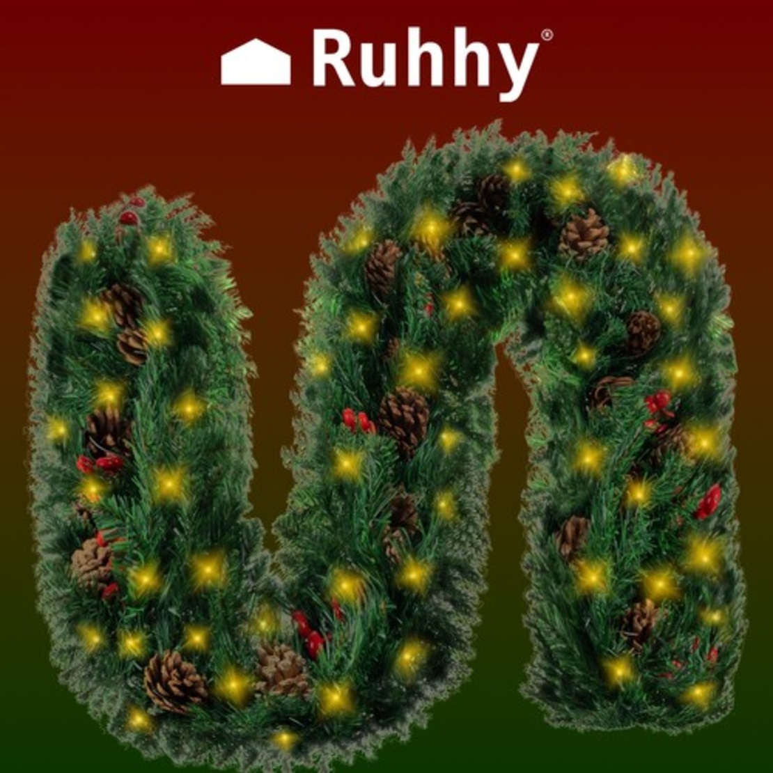 Коледен гирлянд за елха 2.7м HQ с лампички Ruhhy 22325