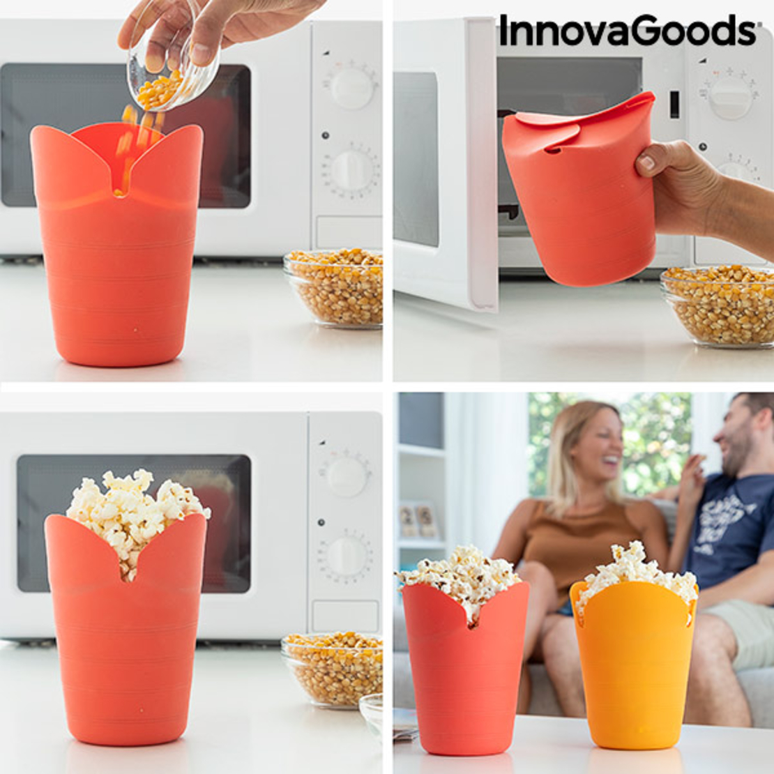 Сгъваема Силиконова Машина за Пуканки Popbox InnovaGoods (опаковка от 2)