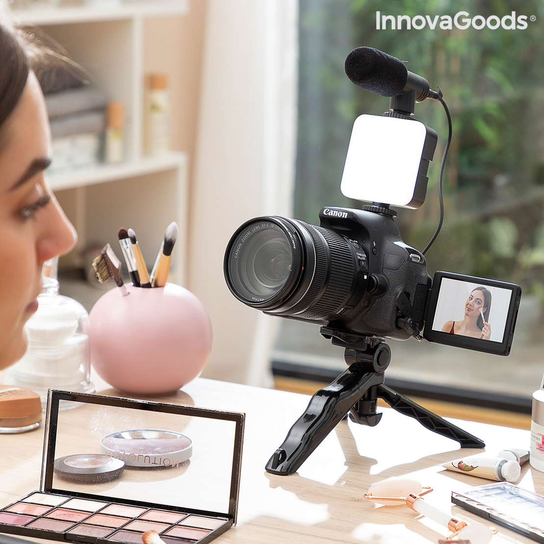 Комплект Vlogging със Светлина, Микрофон и Дистанционно Управление Plodni InnovaGoods 6 Части