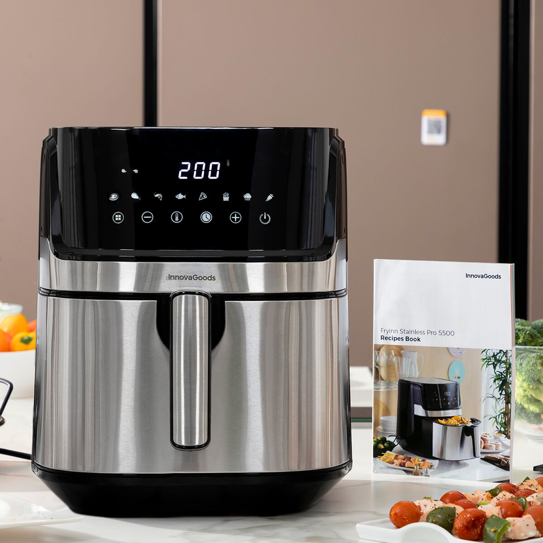 Фритюрник без Мазнина InnovaGoods Fryinn Pro 5500 Черен Неръждаема стомана 1700 W 5,5 L