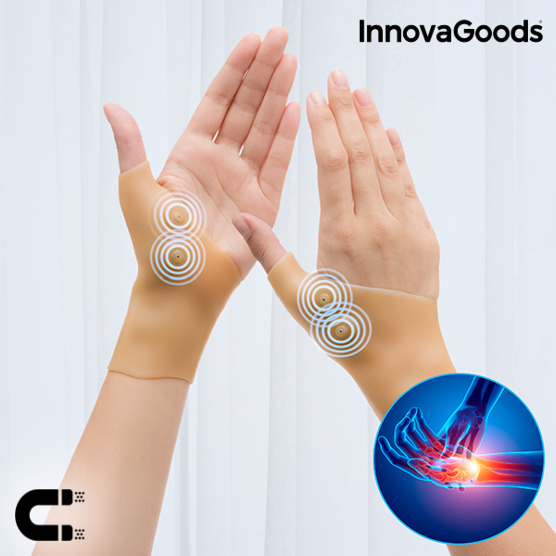 Защитни Стягащи Ленти за Китка с Магнитни Точки InnovaGoods (Опаковка от 2)
