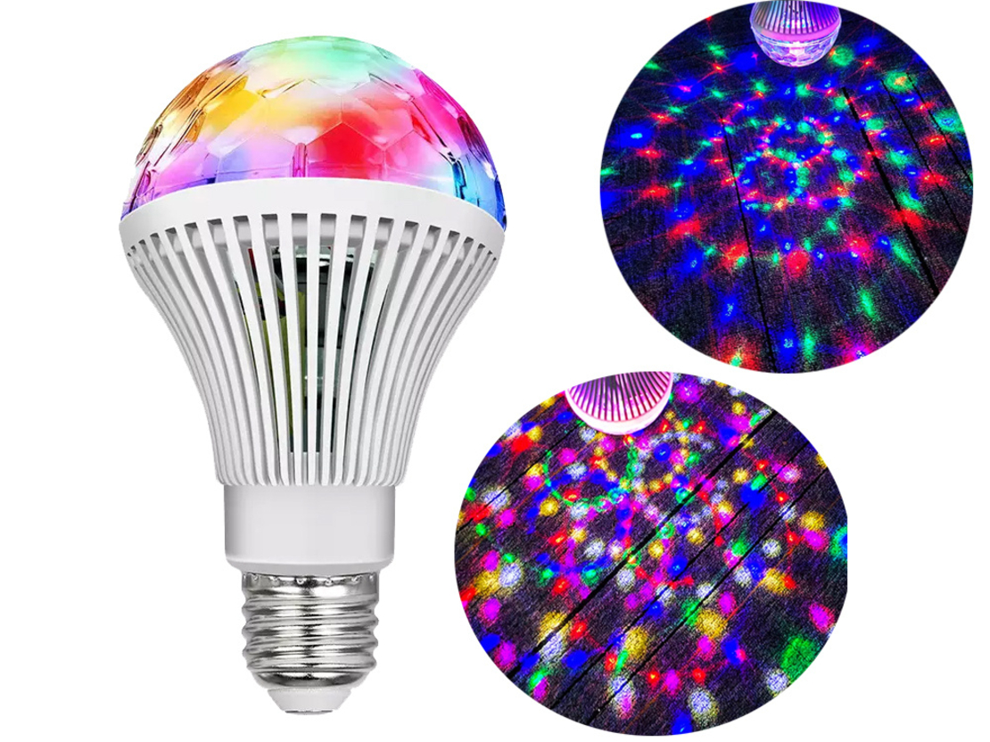 Rgb led крушка въртяща се е27 диско топка
