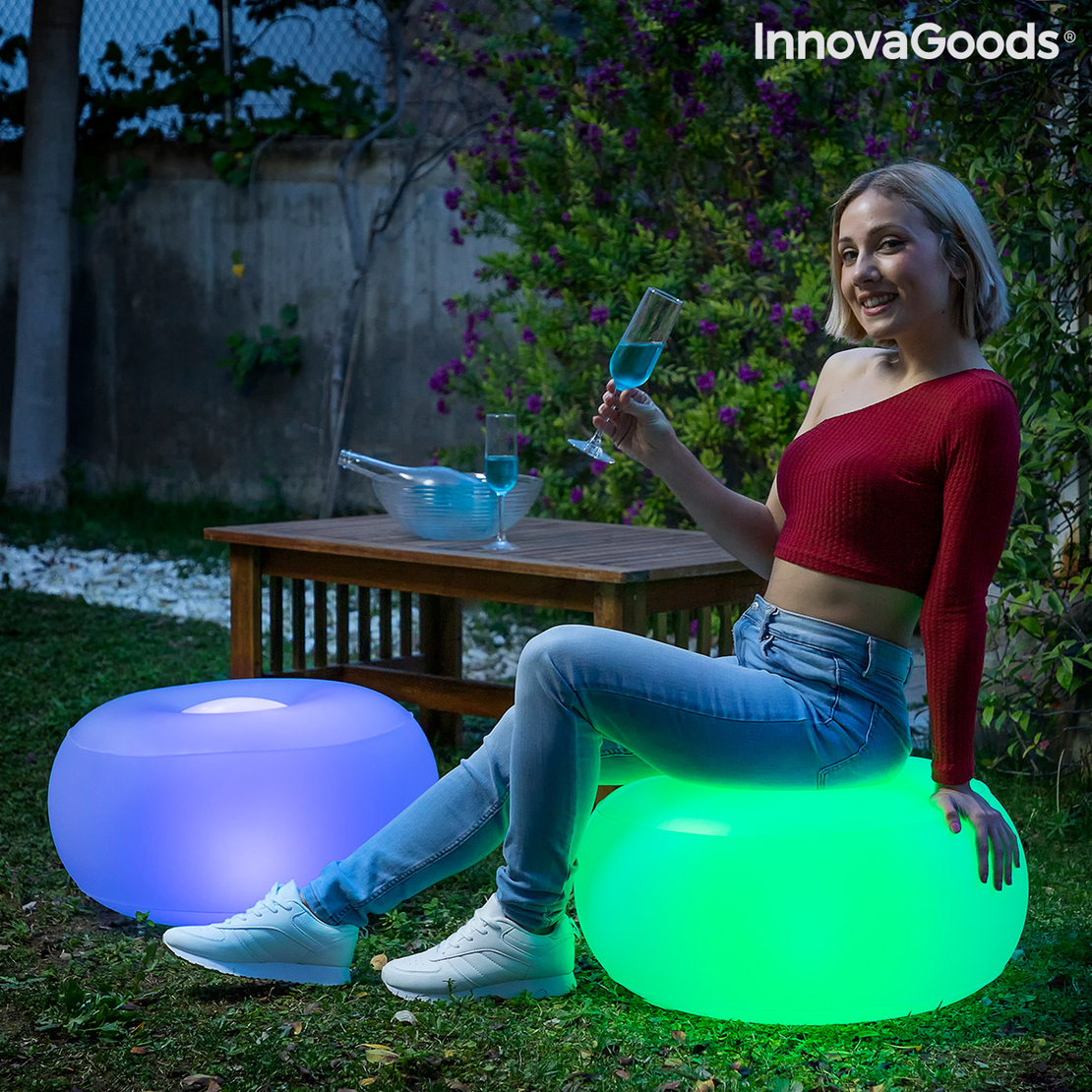 Надуваемо Кресло с Многоцветна LED Светлина и Дистанционно Управление Pulight InnovaGoods