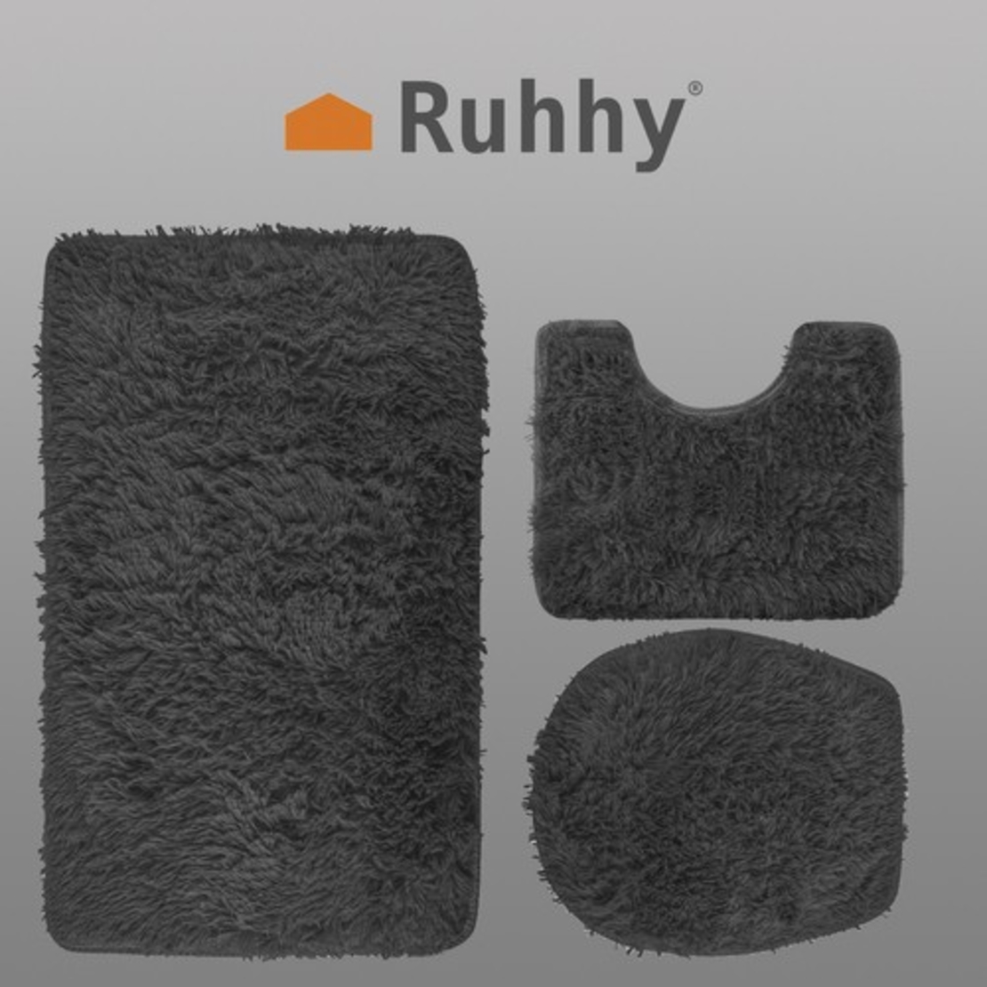 Килим за баня - комплект - сив Ruhhy 22061