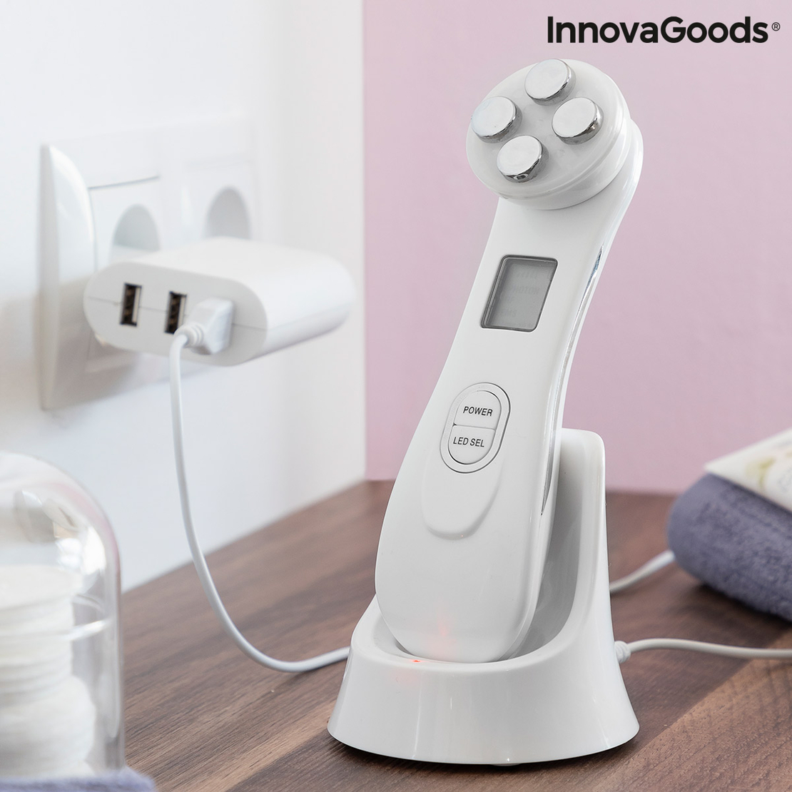 Масажор за Лице с Радиочестота, Фототерапия и Електростимулация Wace InnovaGoods