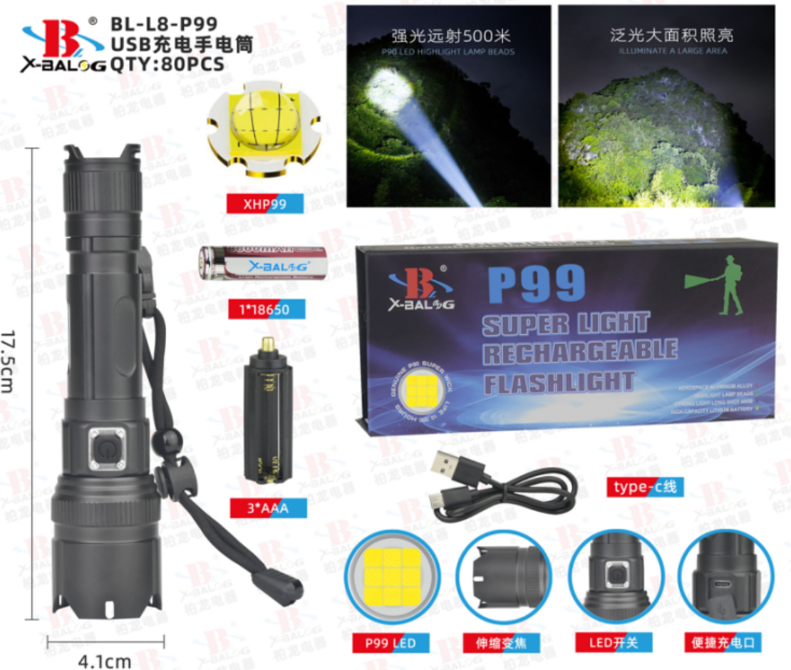 Тактически фенер bailong led xhp99 zoom strong