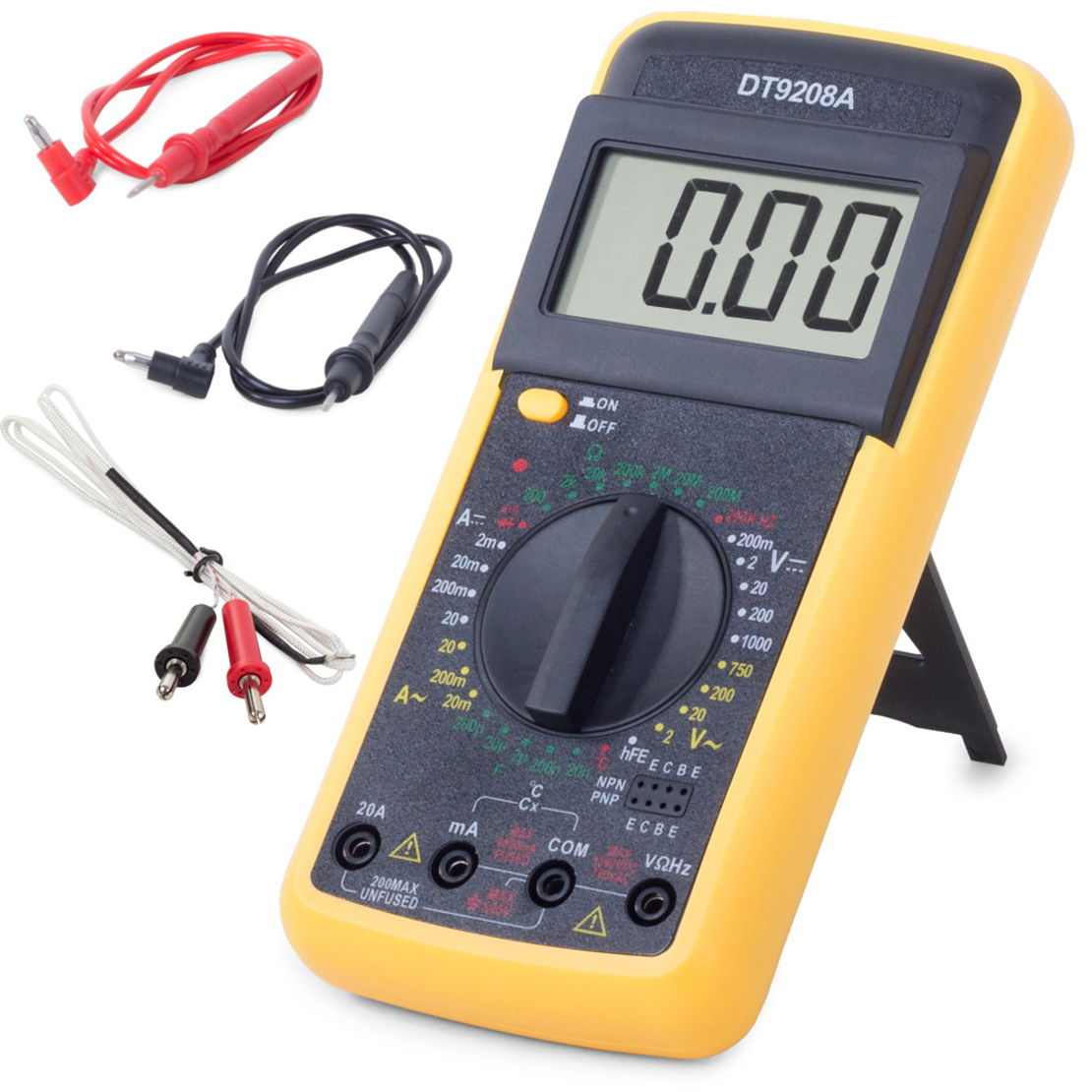 LCD измервателен уред мултицет с температурна сонда dt9208a