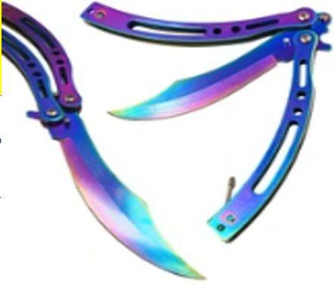 Нож пеперуда остро сгъваемо острие Rainbow Fade