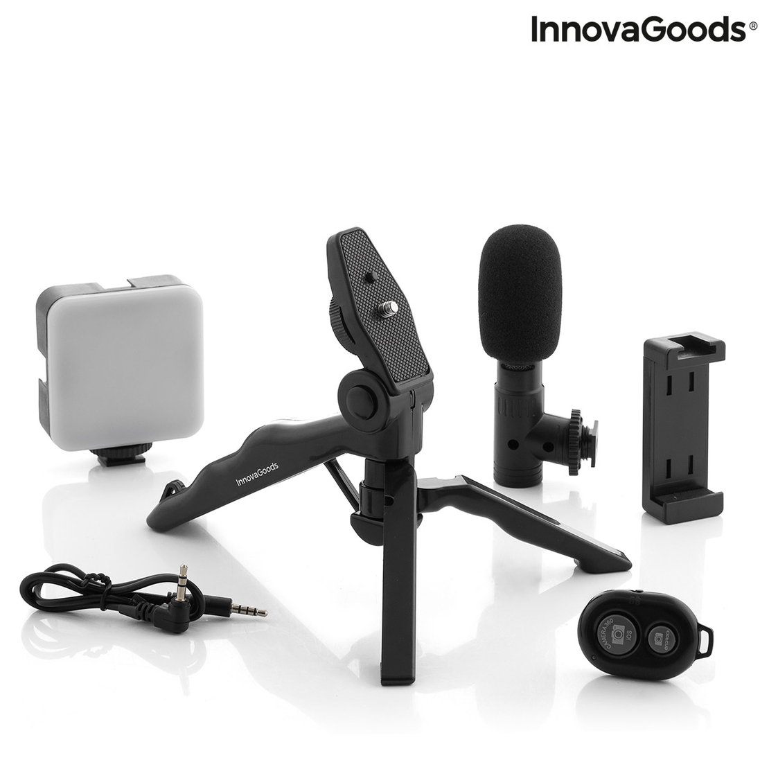 Комплект Vlogging със Светлина, Микрофон и Дистанционно Управление Plodni InnovaGoods 6 Части