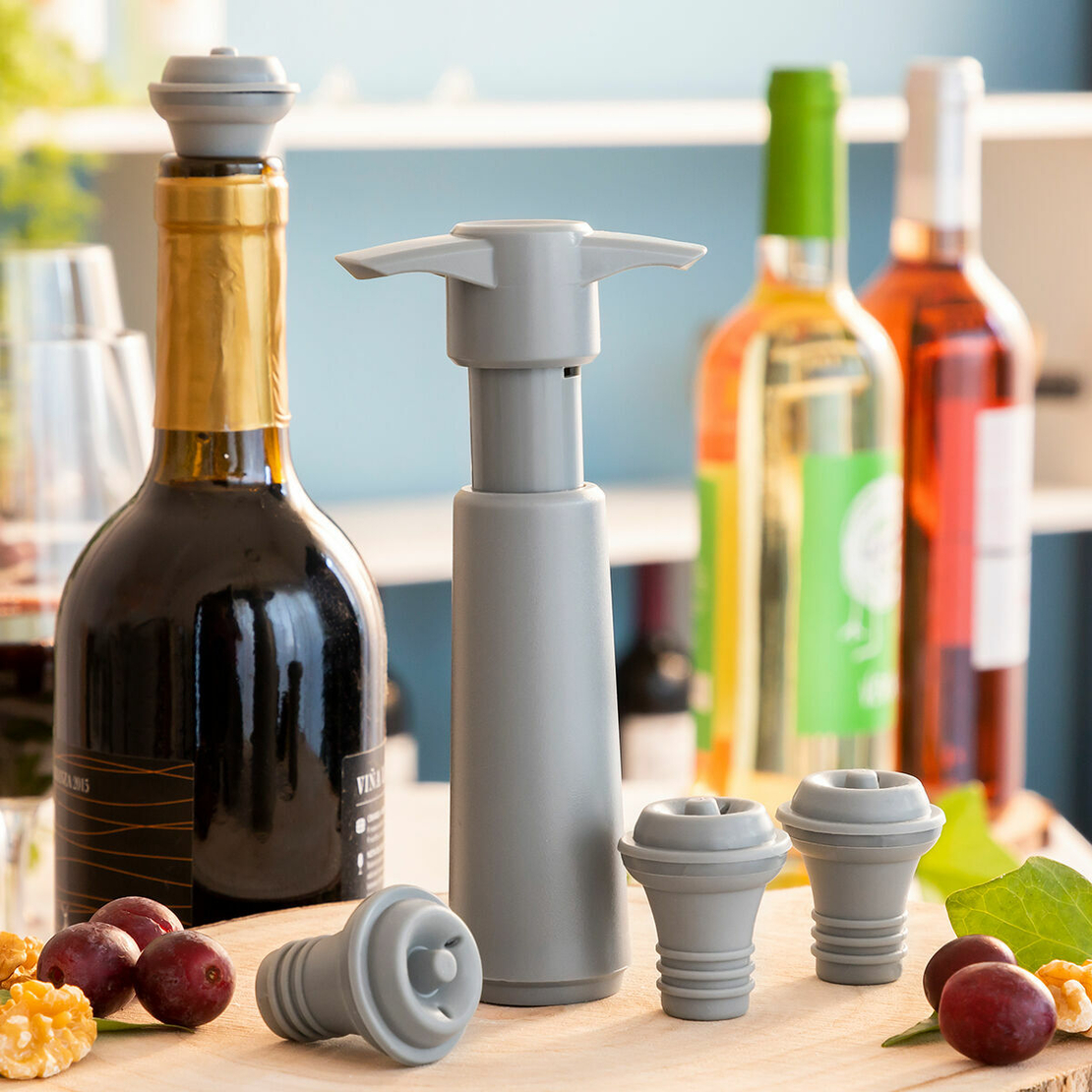 Вакуумна Помпа и Запушалки за Вино Winuum InnovaGoods (4 Тапи)