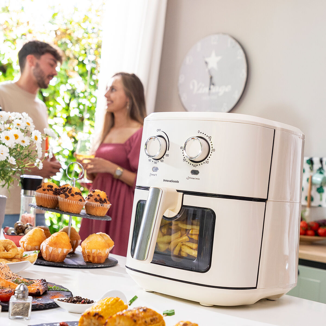 Фритюрник без Мазнина InnovaGoods Vynner Pro 6500 Неръждаема стомана Сметана 1700 W 6,5 L