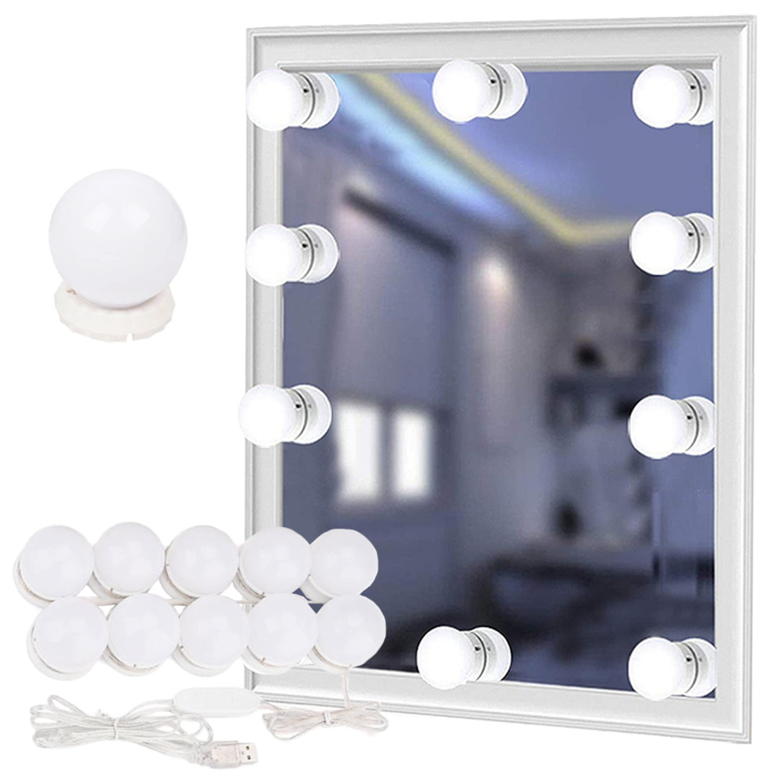 LED осветители за огледало, комплект гримове 10 бр