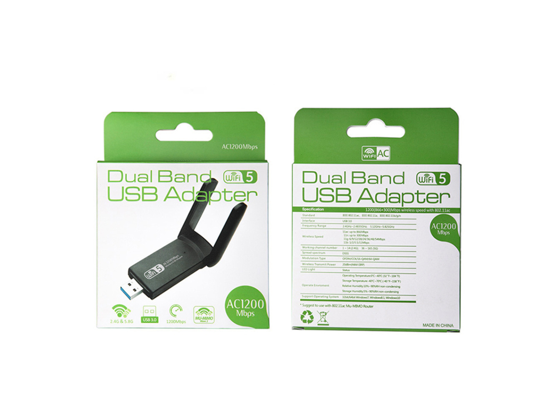Wi-Fi мрежова карта wifi usb адаптер 1200mbps двоен