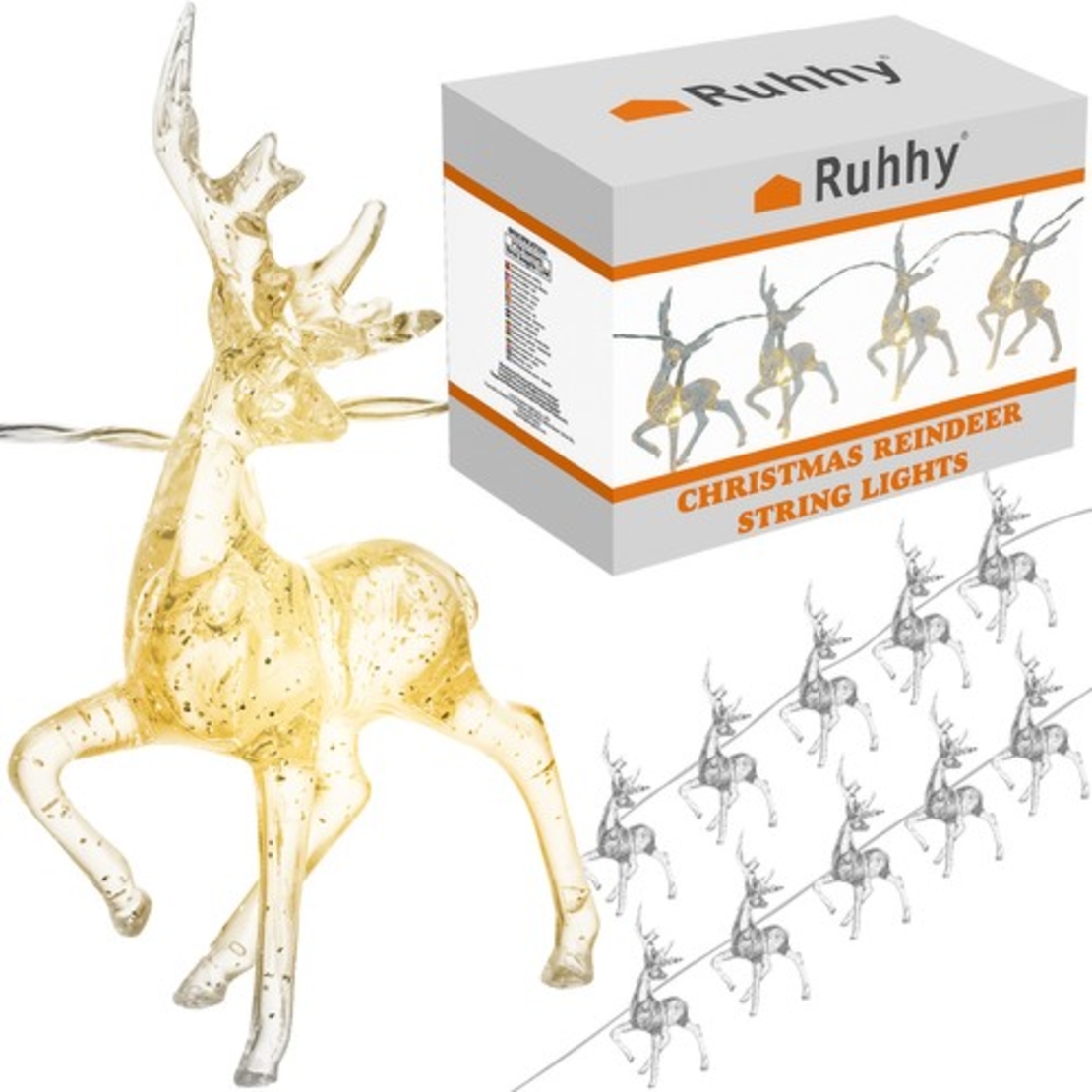 Коледни лампички - еленчета Ruhhy 24955