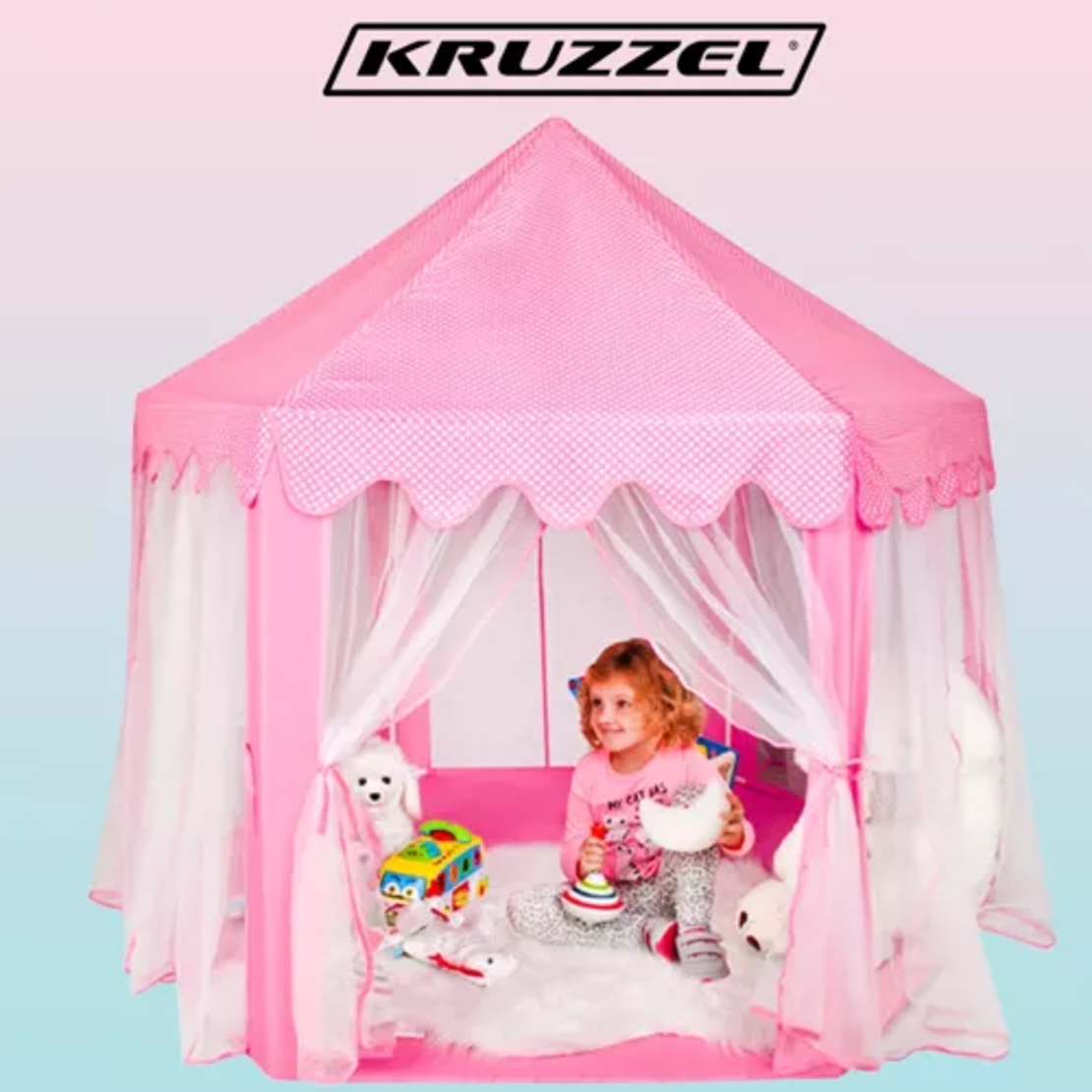 Детска палатка за игра розова Kruzzel 23869