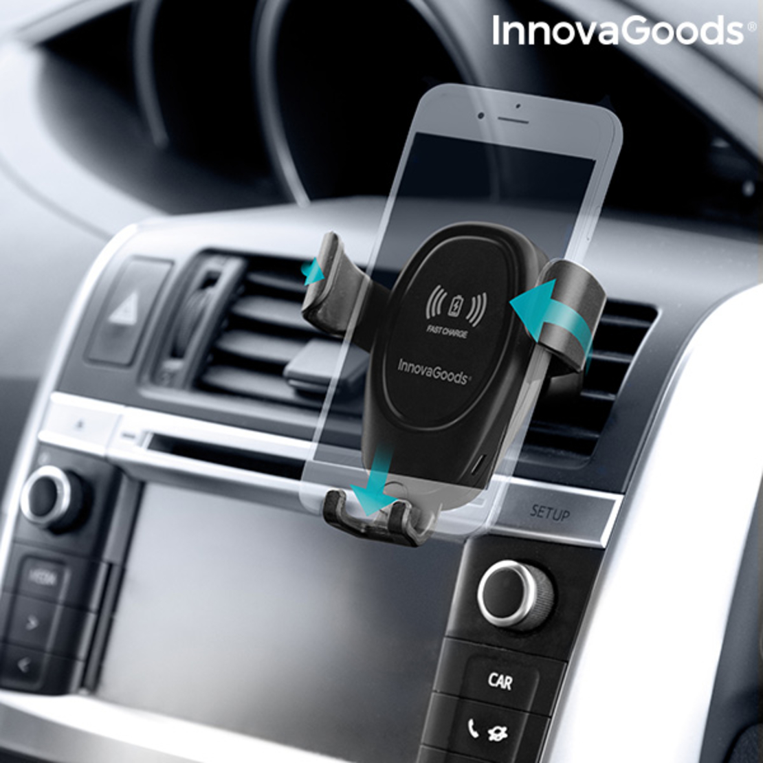 Поставка за Мобилен Телефон с Безжично Зарядно за Кола Wolder InnovaGoods