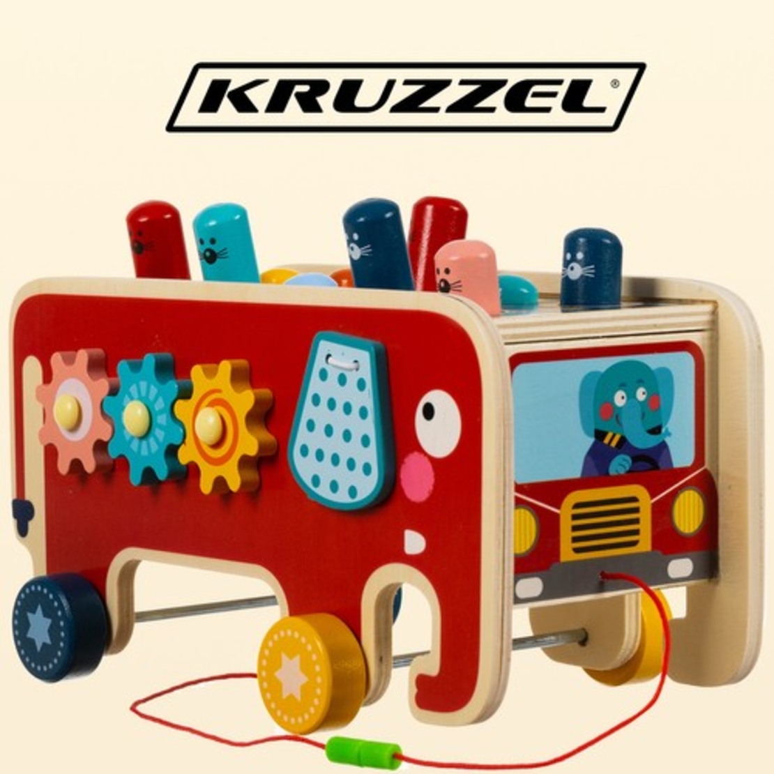 Дървен слон - чук Kruzzel 20349