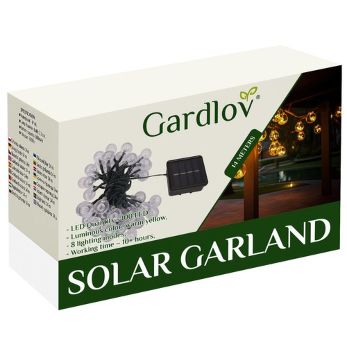 Соларен гирлянд 12м IP65 Gardlov 24010