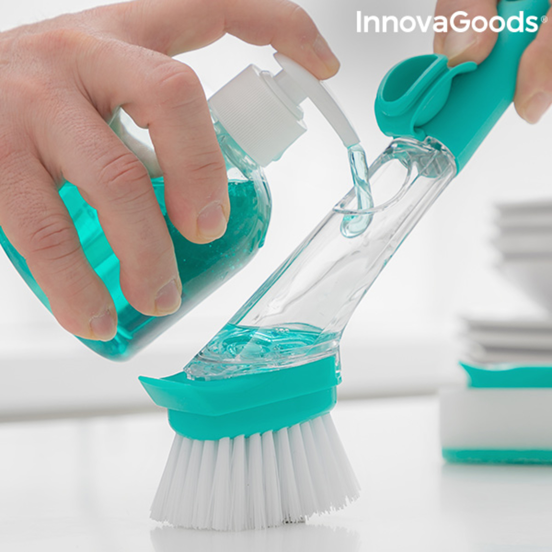 Четка за измиване с дръжка и дозатор за сапун Cleasy InnovaGoods