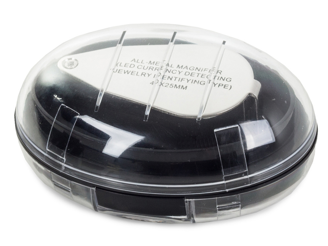 Сгъваема джобна лупа 2 led metal uv 40x