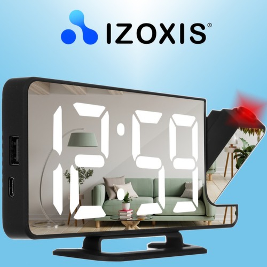 LED будилник с проектор Izoxis 19576