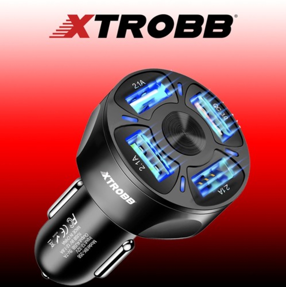 4x USB зарядно за кола + кабел Xtrobb 19907