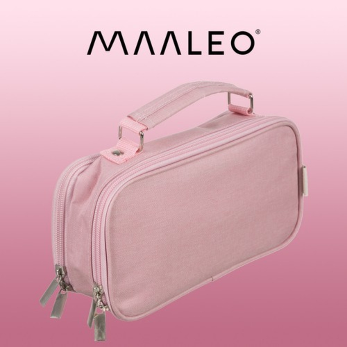 Двоен сгъваем моливник - розов Maaleo 24517