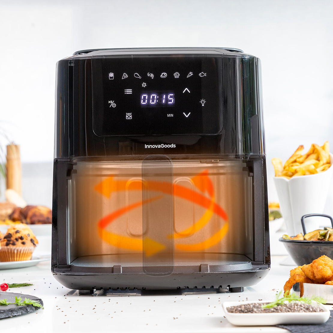 Фритюрник без Масло с Кантар InnovaGoods Fryinn Balance 5000 Черен Неръждаема стомана 1500 W 5 L