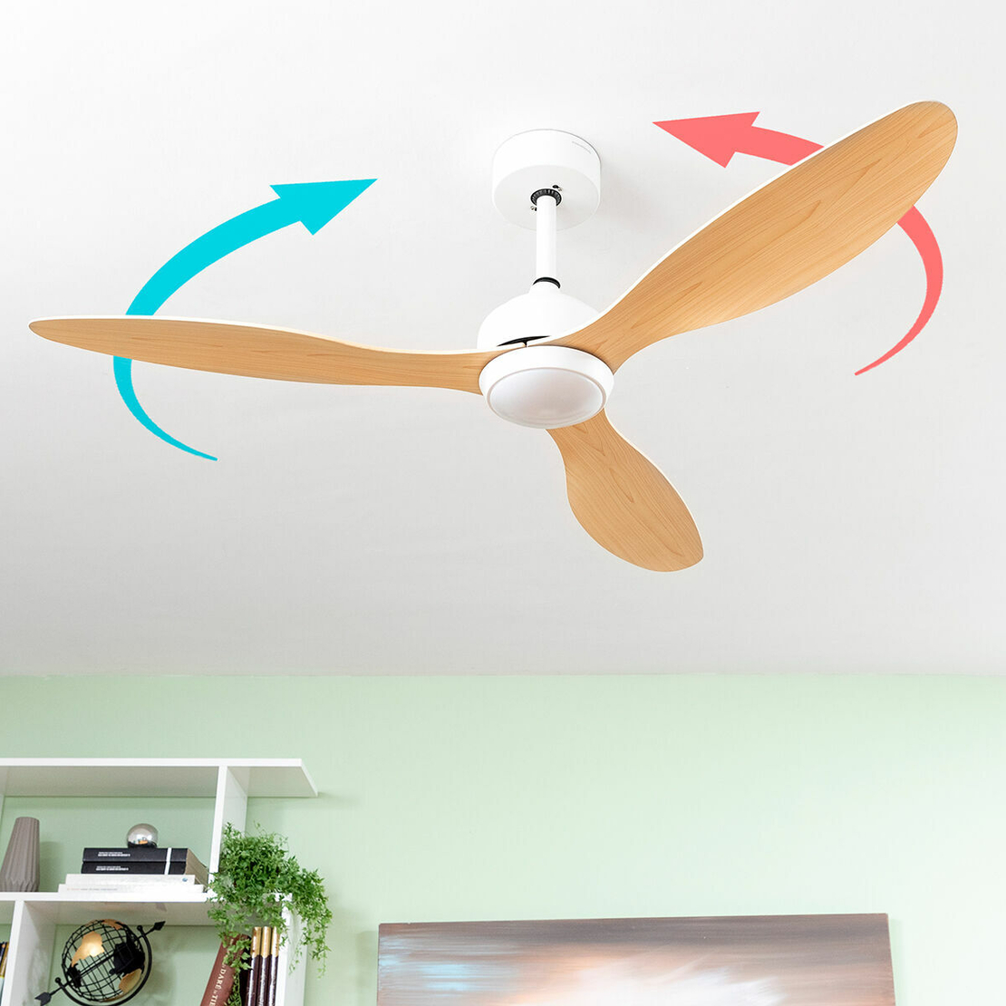 Вентилатор за Таван с LED Светлина и 3 Перки ABS Wuled InnovaGoods Дървен 36 W