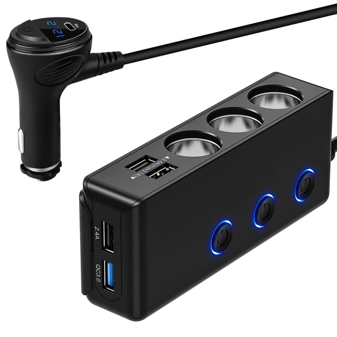 12-24v 4xusb qc pd разклонител за гнездо за запалка