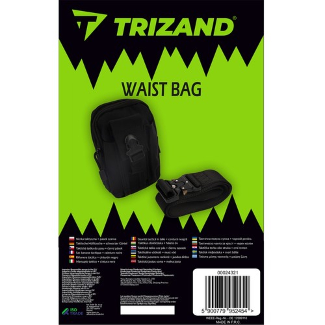 Тактическа чанта за кръст + колан черен Trizand 24321