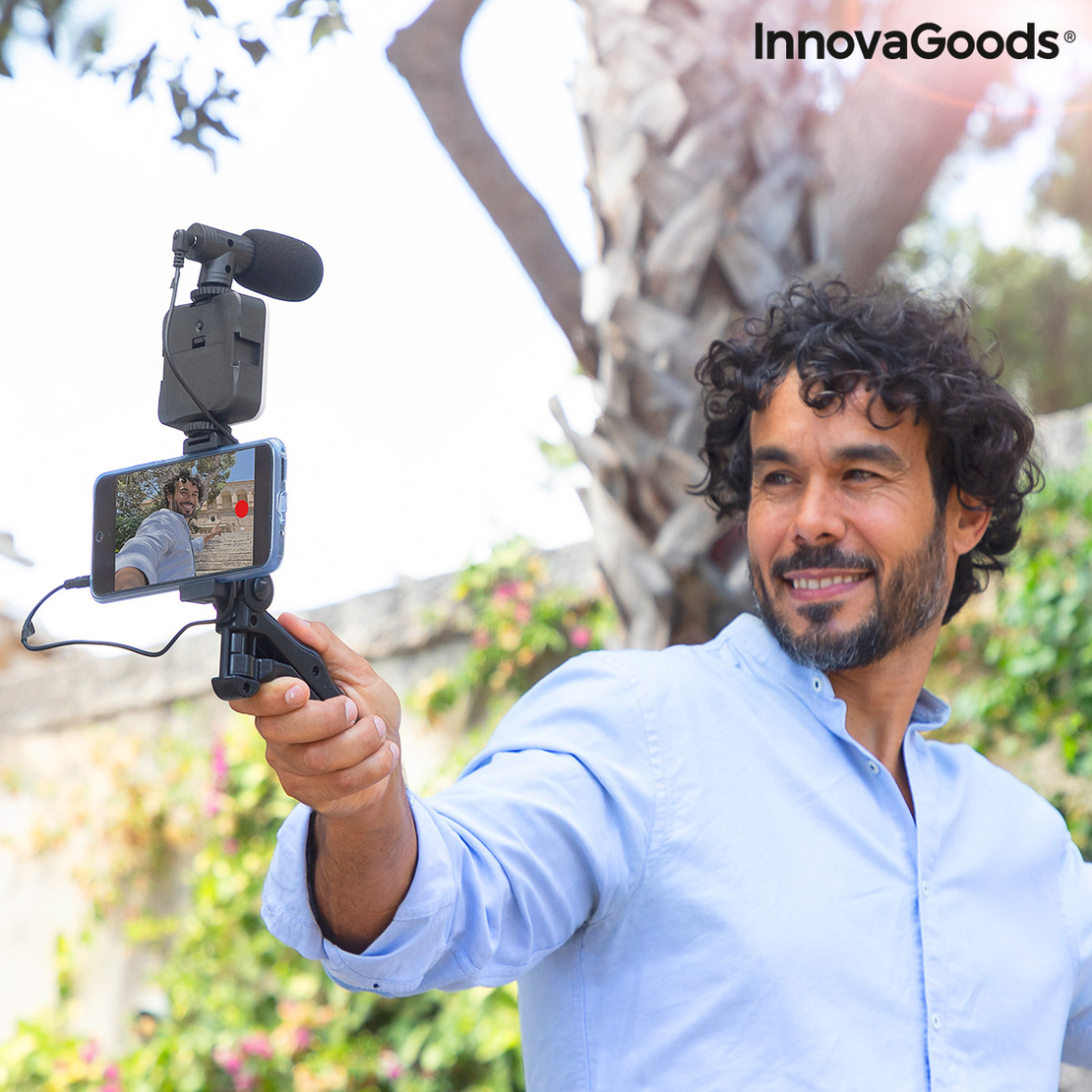Комплект Vlogging със Светлина, Микрофон и Дистанционно Управление Plodni InnovaGoods 6 Части