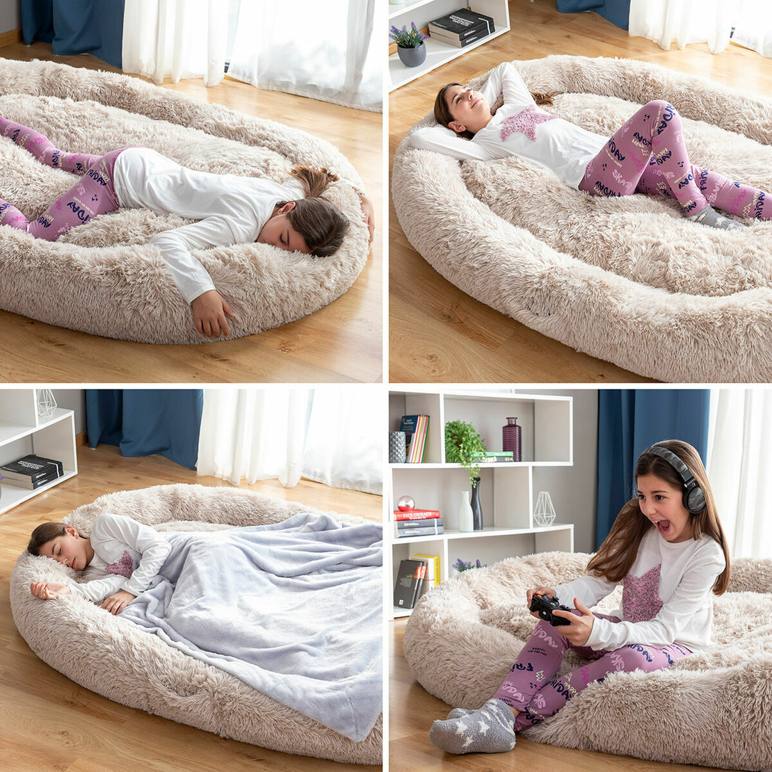 Антистресово легло за домашни любимци и хора Cloft InnovaGoods XXL Beige