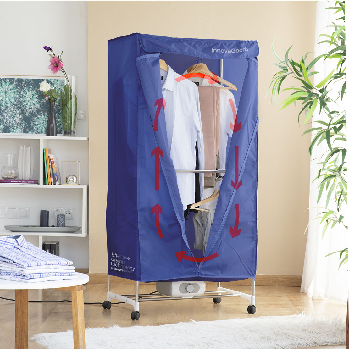 Преносим Електрически Сушилник за Дрехи с 2 Височини Dupledry Blue InnovaGoods 1200 W