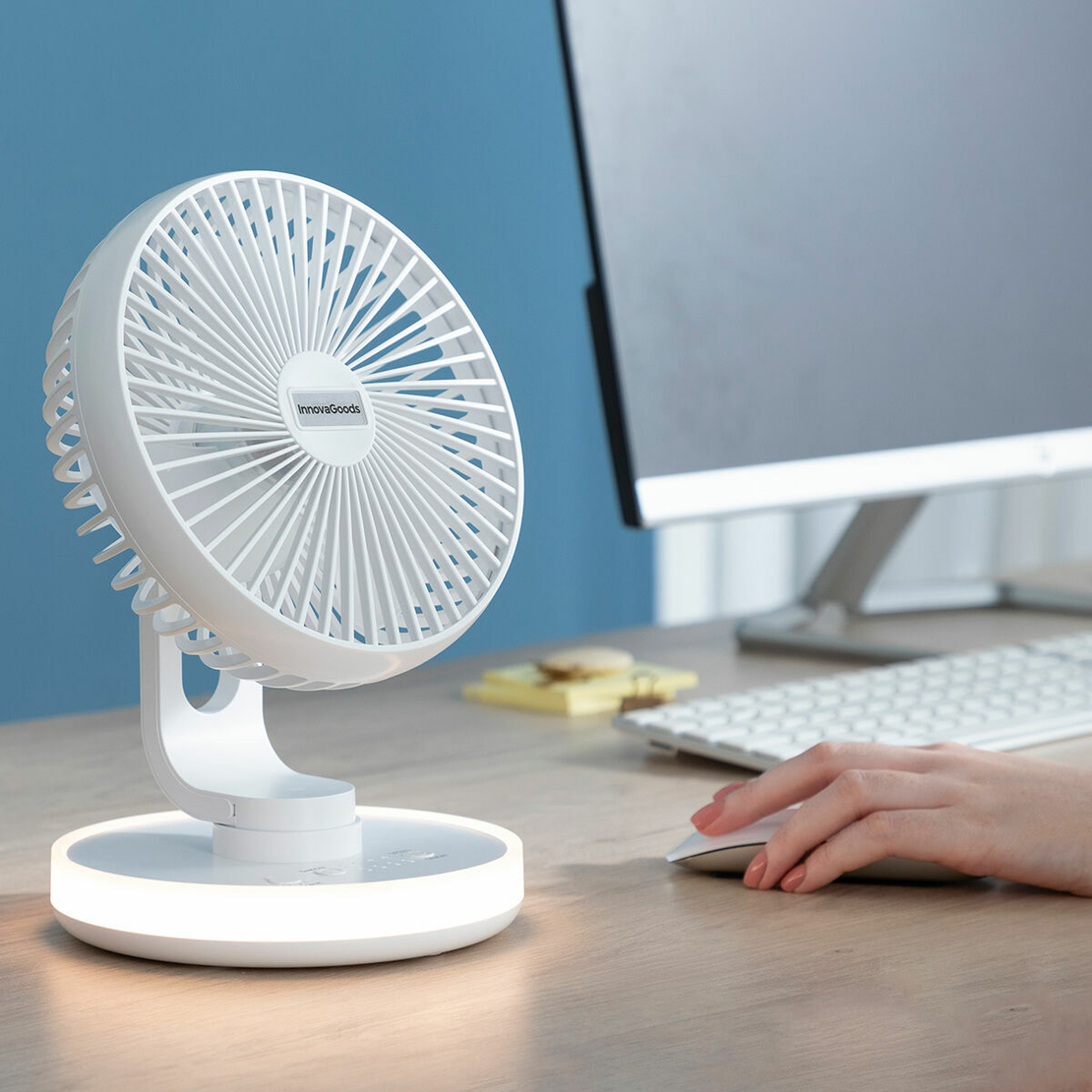 Акумулаторен Вентилатор за Бюро с LED FanLed InnovaGoods Ø6,6'' 4000 mAh