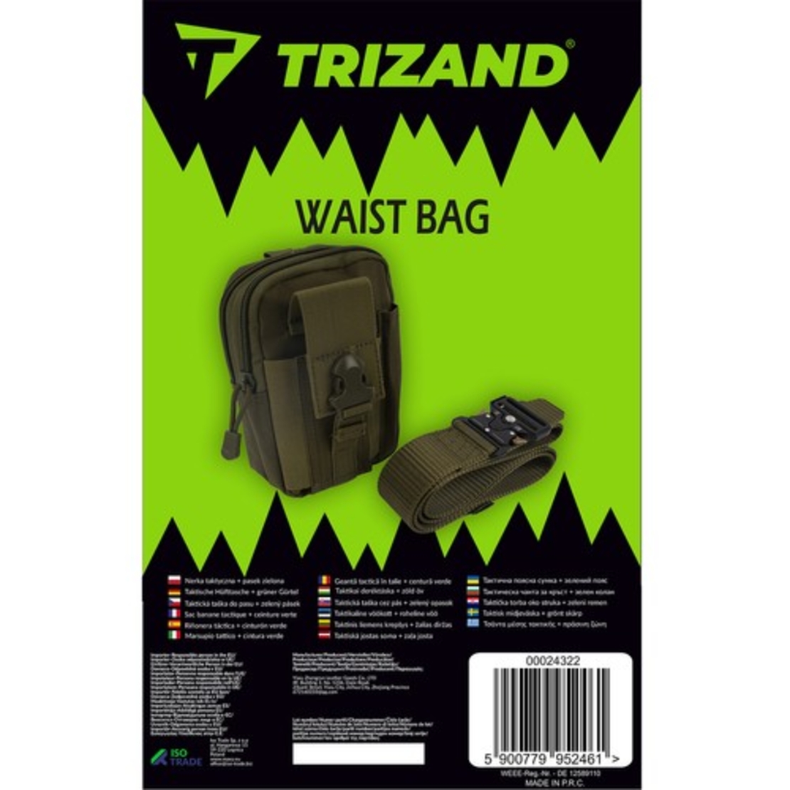 Тактическа чанта за кръст + зелен колан Trizand 24322