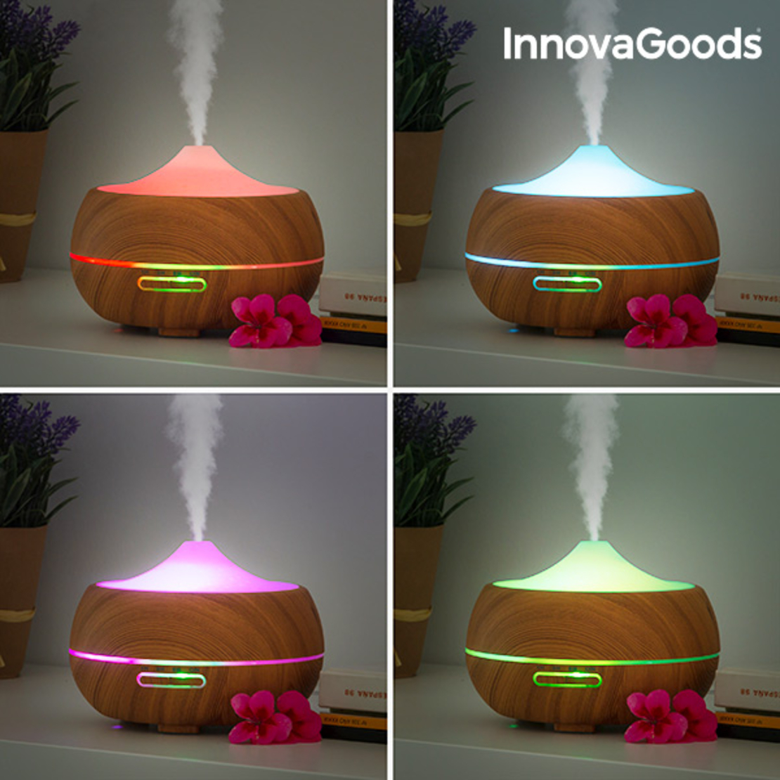 LED Овлажнител Ароматизатор Wooden-Effect InnovaGoods