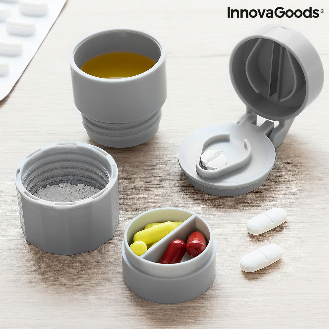 Кутия за Хапчета с Резачка и Раздробител 5 в 1 Fivlok InnovaGoods
